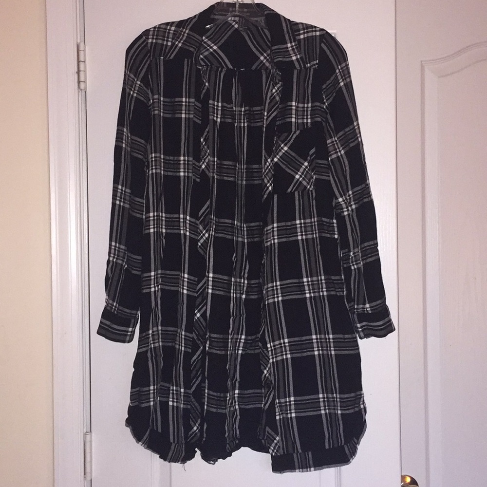 Forever 21 Black and White Plaid Button-Down Dress
